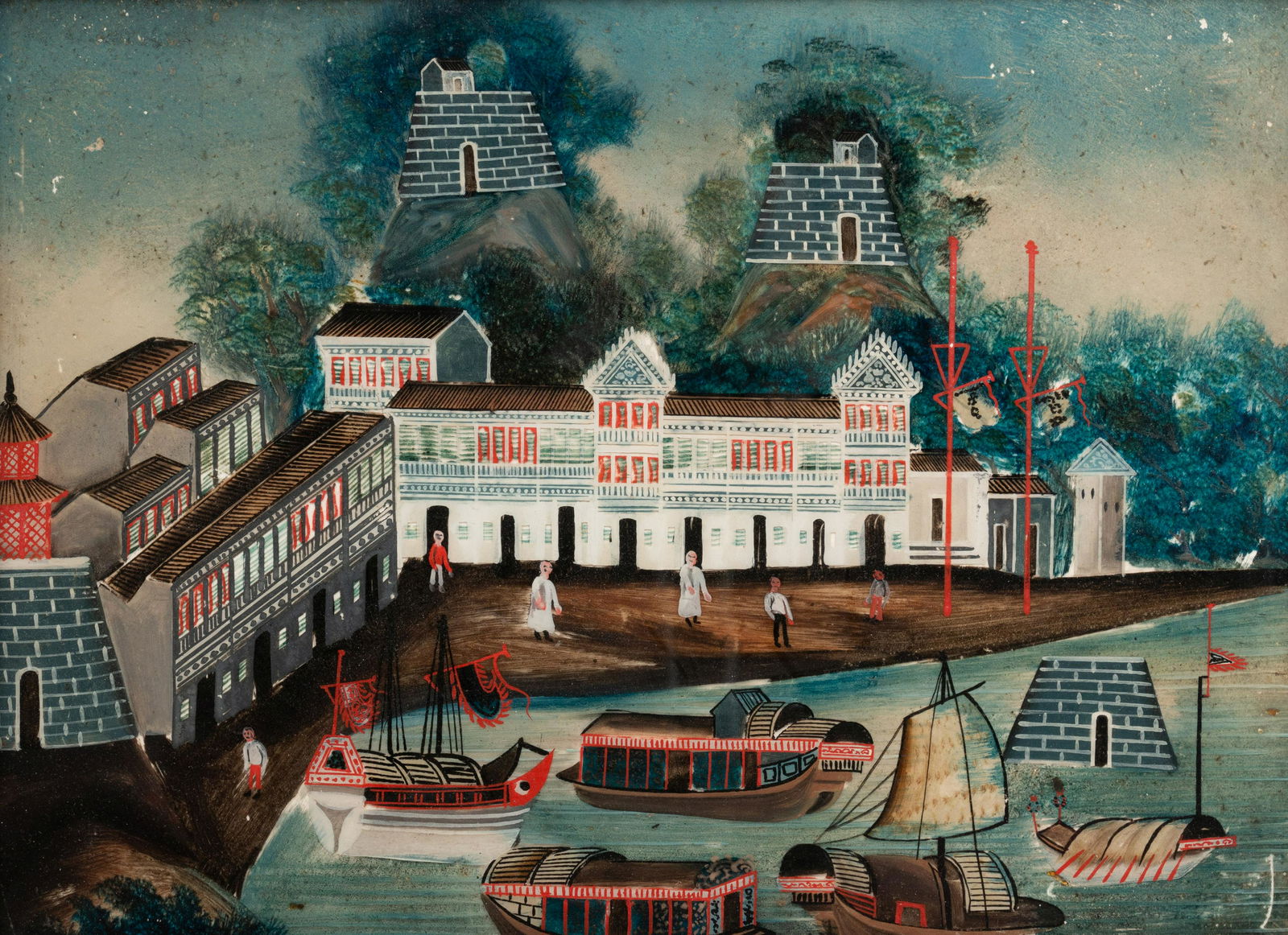 A Chinese Export Reverse Painting on Glass 11 x 14 3/4 (1 of 4)