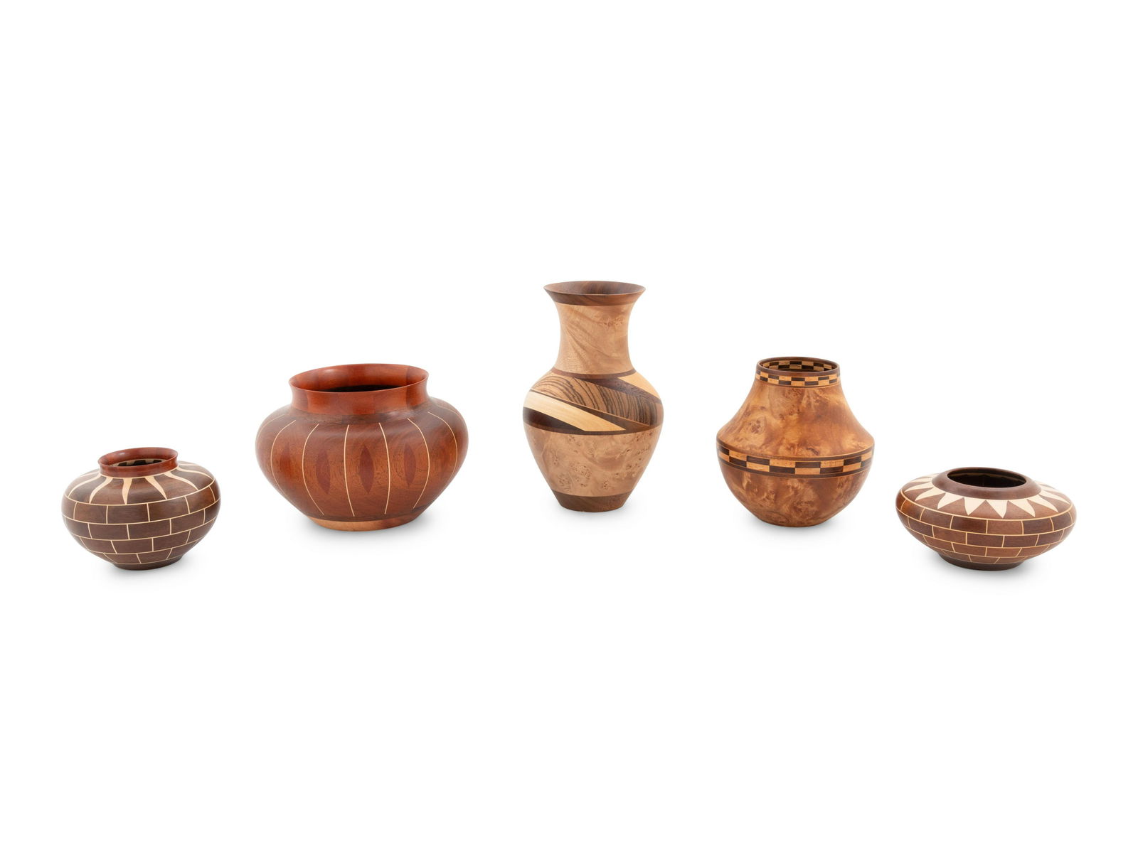 Five Turned Wood Vases by Ray Allen includes one vase (1 of 3)