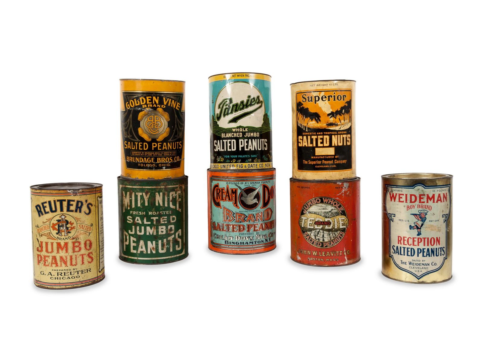 A Group of Eight Salted Peanut Tins includes a   (1 of 2)
