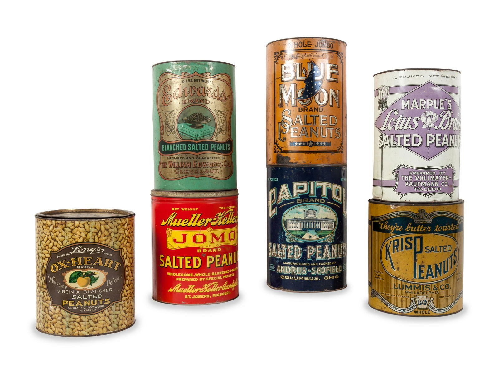 A Group of Seven Salted Peanut Tins includes a   (1 of 1)
