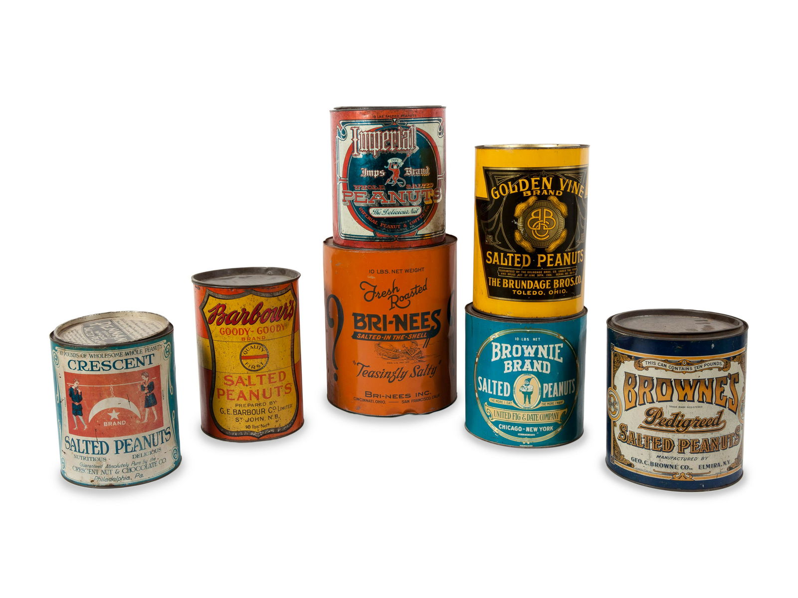 A Group of Seven Salted Peanut Tins includes a   (1 of 1)