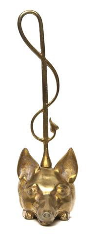 A Brass Doorstop, Height 15 1/2 inches.: A Brass Doorstop, in the form of a fox head. Height 15 1/2 inches. Property from the Estate of Naomi T. Borwell, Chicago, Illinois