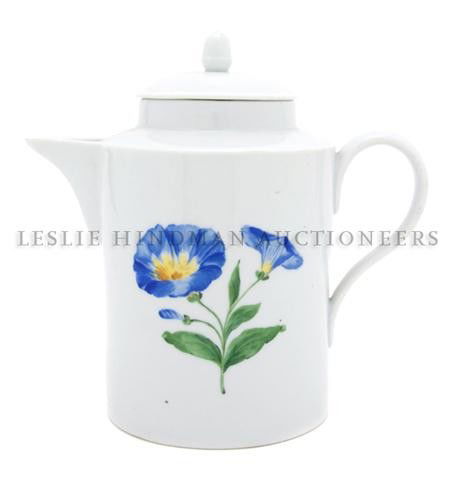 A Meissen Porcelain Milk Pitcher, Height 8 inches.: A Meissen Porcelain Milk Pitcher, with floral decoration, having crossed swords mark in underglaze blue. Height 8 inches. Property from the Estate of John and Valere Butterwick, Kewanee, Illinois