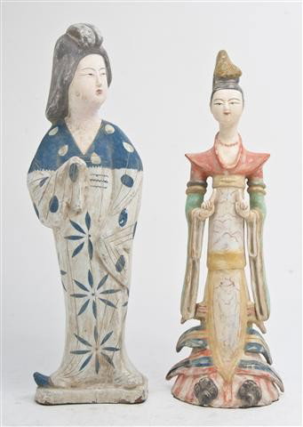 Two Southeast Asian Ceramic Figures, Height of tal: Two Southeast Asian Ceramic Figures, having polychrome decoration. Height of tallest 17 inches. Property from the Estate of Naomi T. Borwell, Chicago, Illinois
