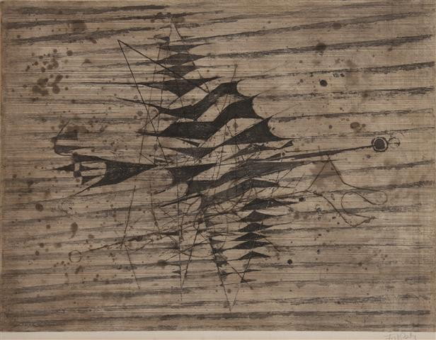 Johnny Friedlaender, (German, 1912-1992), Les gran: Johnny Friedlaender (German, 1912-1992) Les grands oiseaux etching signed Friedlaender (lower right) 19 1/2 x 26 inches.
