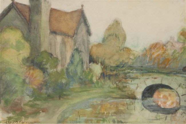 William Farrow, (American, 1885-1967), A pair of w: William Farrow (American, 1885-1967) A pair of works watercolor and oil on canvas signed (watercolor) Largest 9 3/4 x 8 inches. Property from the Estate of George Noe, Chicago, Illinois