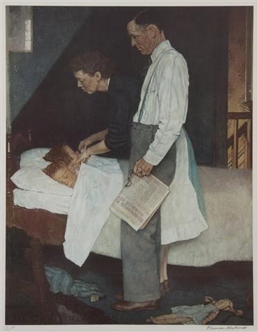 Norman Rockwell, (American, 1894-1978), Freedom fr: Norman Rockwell (American, 1894-1978) Freedom from Fear lithograph A/P, signed Norman Rockwell (lower right) 28 x 22 inches.