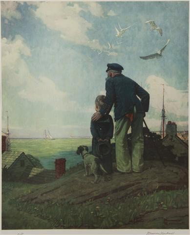 Norman Rockwell, (American, 1894-1978), Outward Bo: Norman Rockwell (American, 1894-1978) Outward Bound lithograph A/P, signed Norman Rockwell (lower right) 28 x 22 3/4 inches.