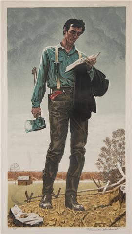 Norman Rockwell, (American, 1894-1978), Young Linc: Norman Rockwell (American, 1894-1978) Young Lincoln lithograph A/P, signed Norman Rockwell (lower right) 28 x 15 inches.
