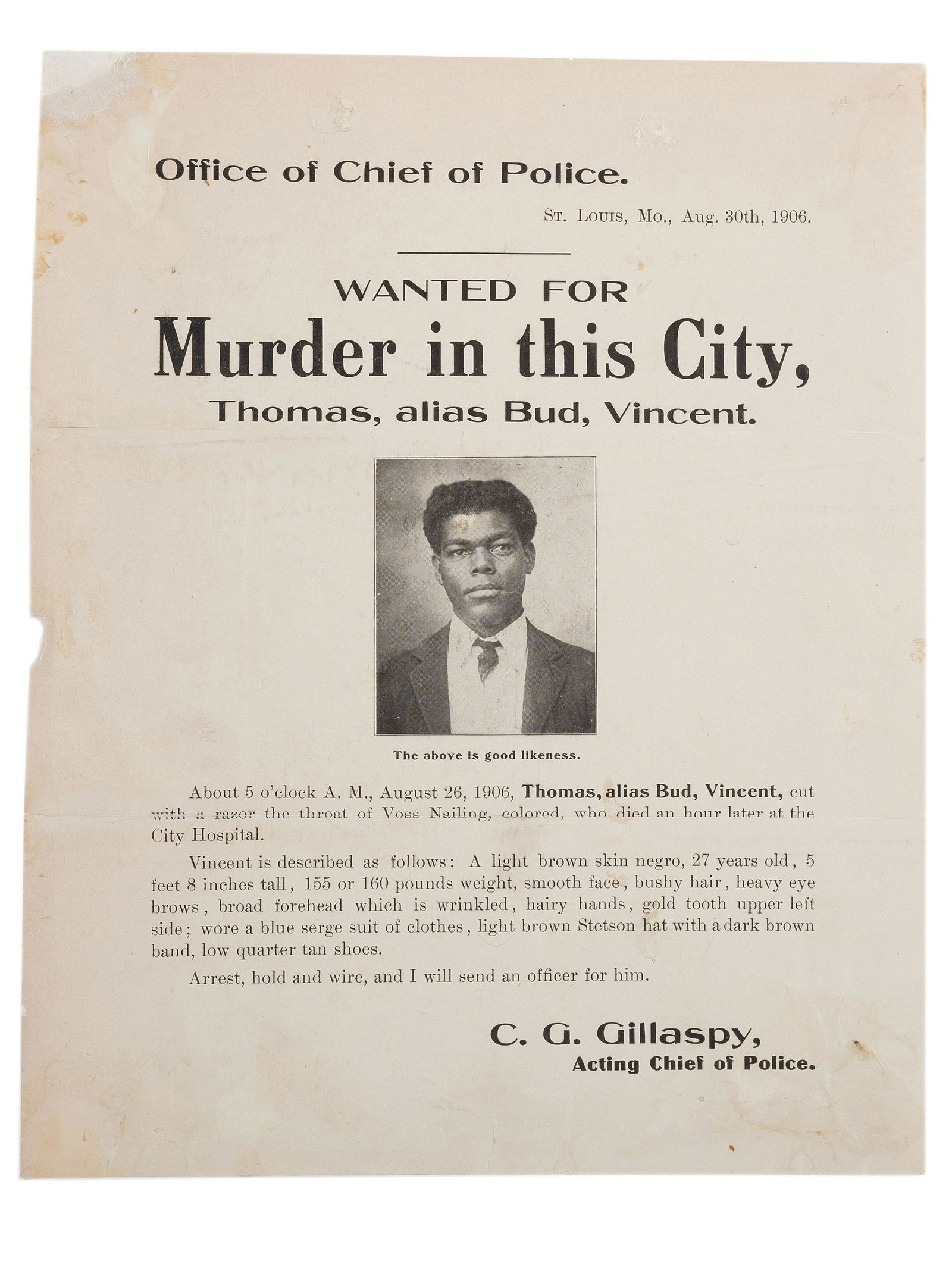 [CRIME & PUNISHMENT]. Wanted for Murder in this City, (1 of 2)