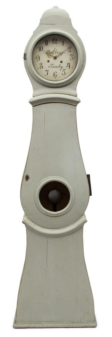 A Swedish Painted Tall Case Clock Height 81 x width 22 (1 of 1)