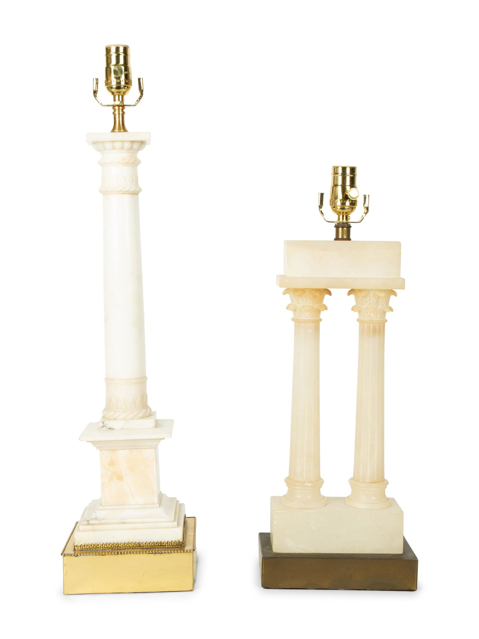 Two Carved Alabaster Lamps Height of taller, to top of (1 of 3)