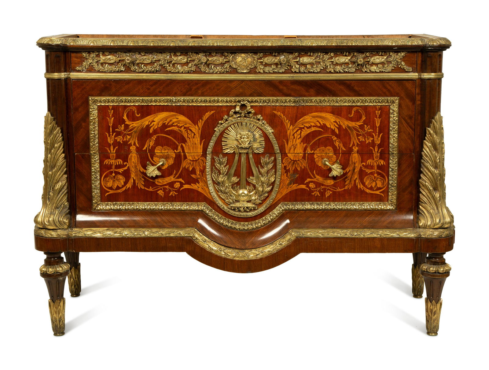 A Louis XVI Style Marquetry Silvered Metal Mounted (1 of 3)