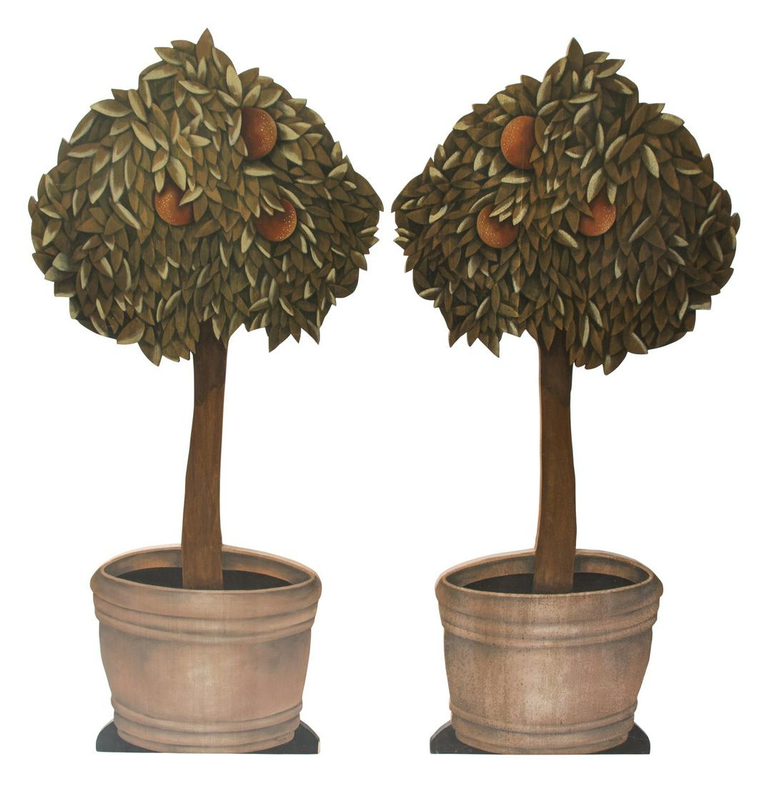 A Pair of Painted Wood Topiary Fire Screens   (1 of 1)