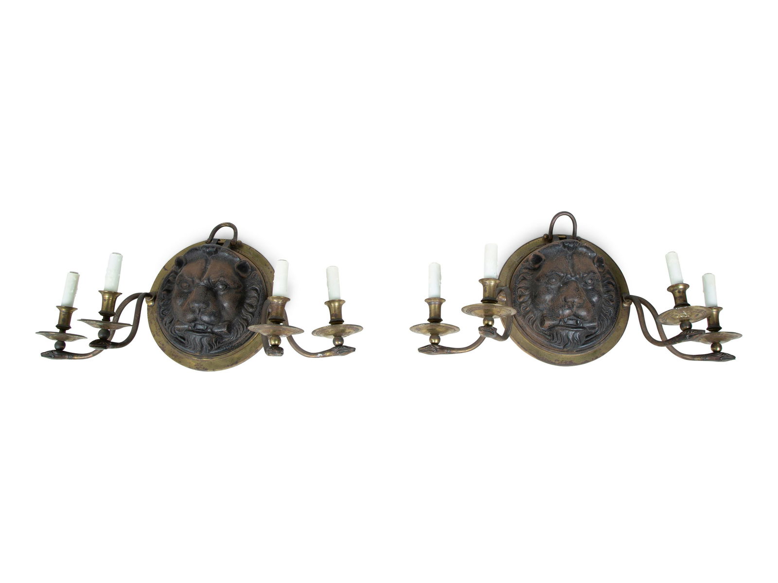 A Pair of Regency Style Iron and Brass Sconces with (1 of 4)