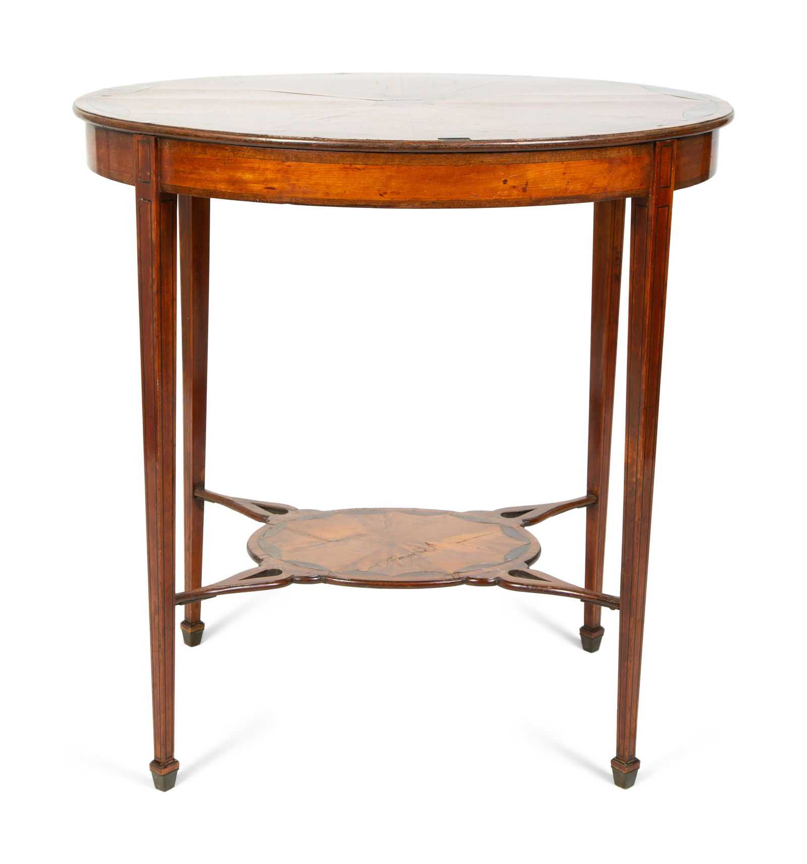 An Edwardian Parquetry Inlaid Side Table Height 28 1/2 (1 of 4)