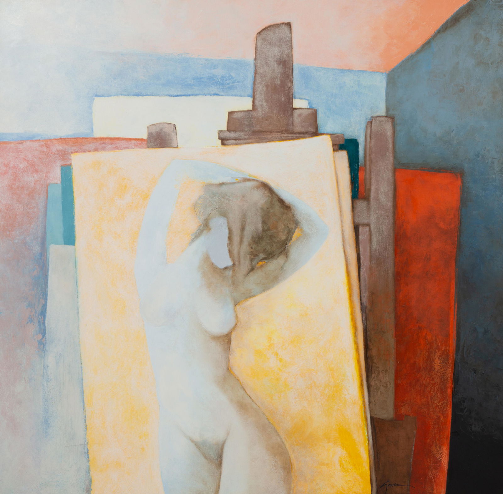 Claude Gaveau (French, b. 1940) Untitled, Female Torso: Claude Gaveau (French, b. 1940) Untitled, Female Torso oil on canvas 47 x 47 inches.
