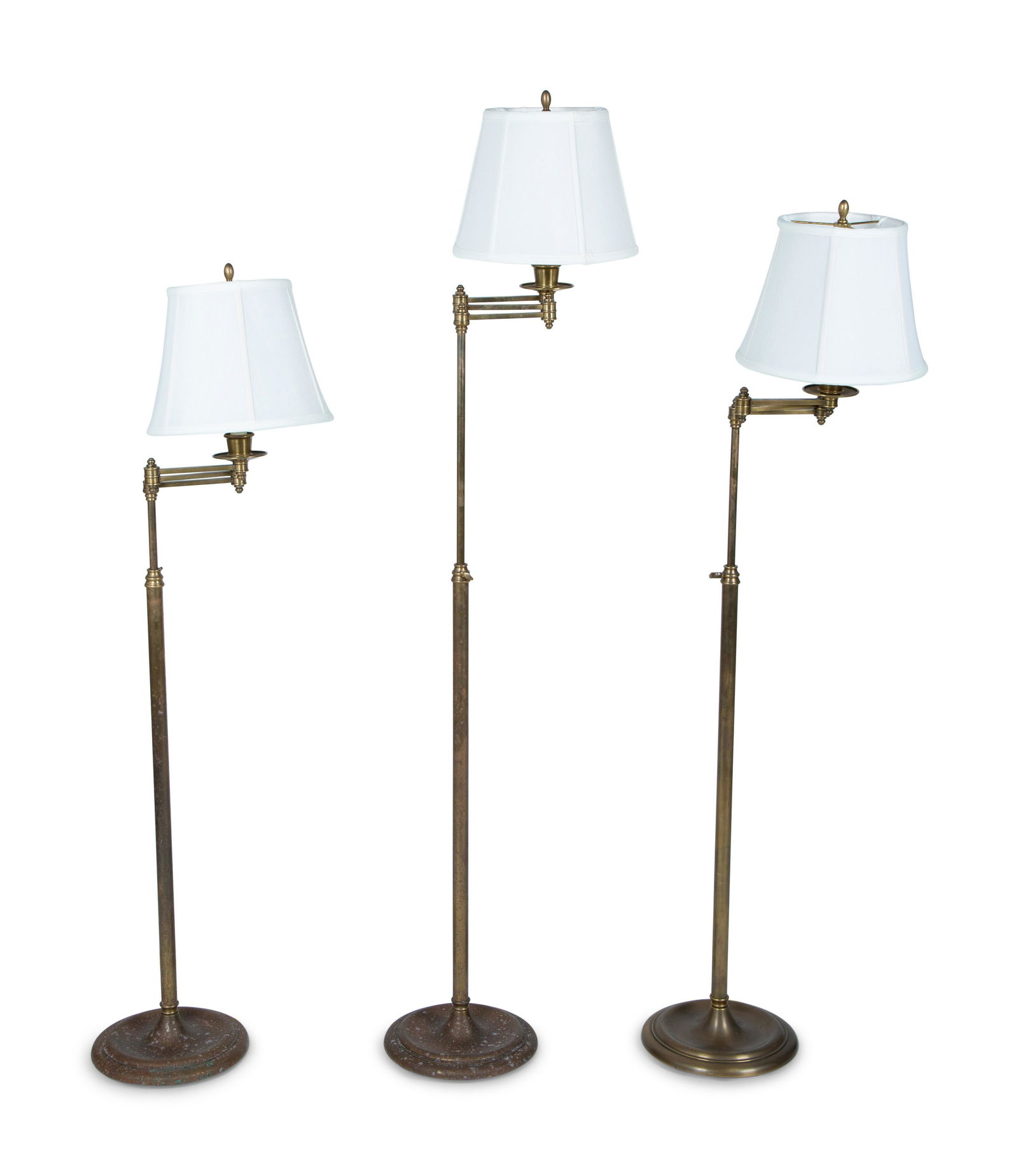 A Group of Three Brass Adjustable Floor Lamps Height (1 of 5)