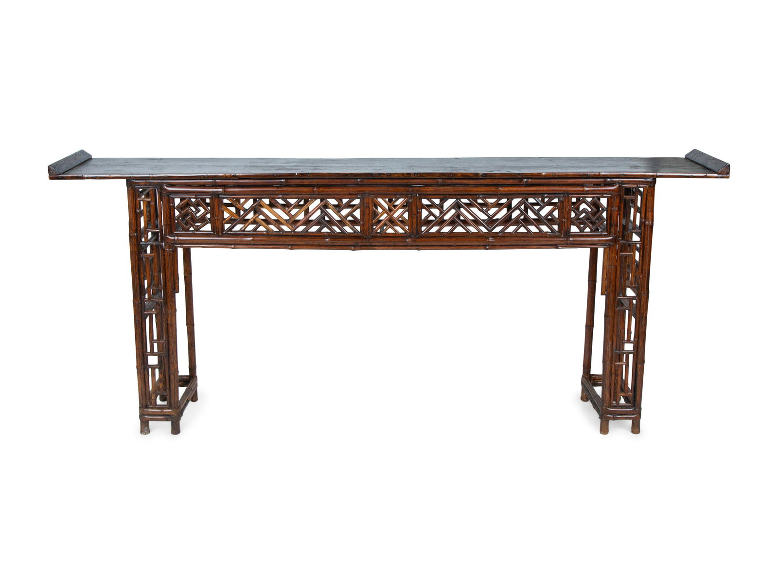 A Chinese Bamboo-Carved Console Table Height 35 1/2 x (1 of 4)