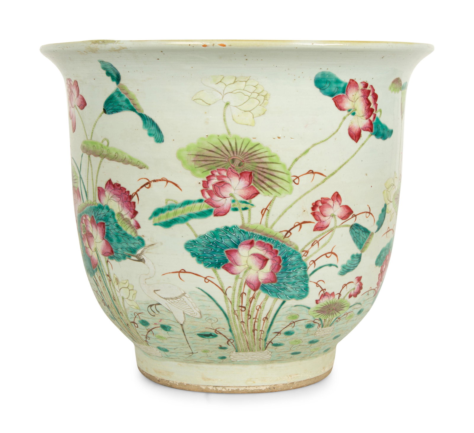 A Chinese Export Enameled Porcelain Jardiniere Height (1 of 5)