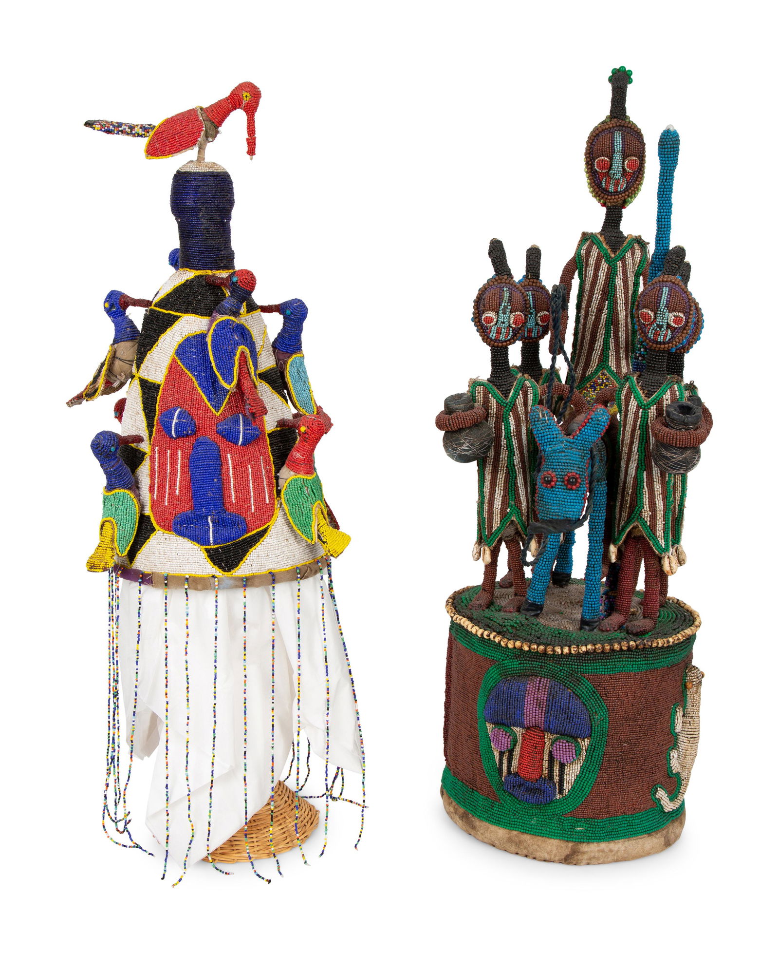 A Group of Three Yoruba Beaded Headdresses and Two (1 of 7)