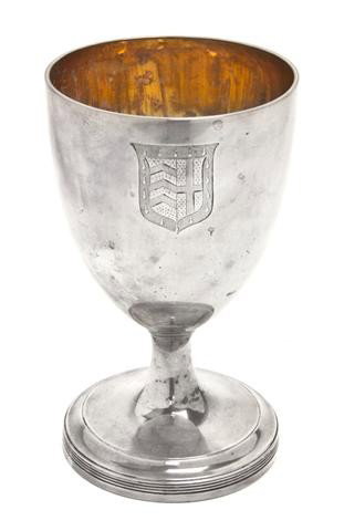 An English Silver Goblet, Henry Green, Height 6 3/: An English Silver Goblet, Henry Green, London, 1793, of typical form, raised on a circular foot; approximate weight 16.88 ozt. Height 6 3/4 inches. Property from the William H. Moore Trust, Hobe Sound
