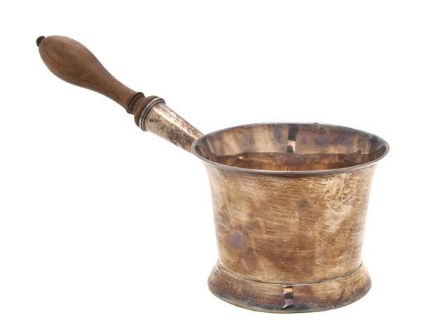 An English Silver Brandy Warmer, Length 10 1/4 inc: An English Silver Brandy Warmer, London, 1871, maker's marks rubbed, with wood handle; approximate weight overall 10.15 ozt. Length 10 1/4 inches. Property from the William H. Moore Trust, Hobe Sound,