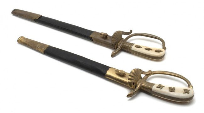 A Pair of German Daggers, Weyersberg Kirschbaum & : A Pair of German Daggers, Weyersberg Kirschbaum & Co., each having ivory mounted handle with acorn and hoof decoration, the blades etched with scenes of wildlife in a landscape. Length overall 18 1/2 