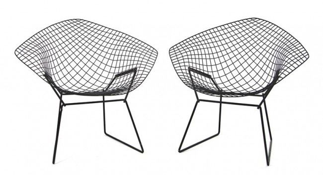 A Pair of Handkerchief Chairs, after a design by: A Pair of Handkerchief Chairs, after a design by Harry Bertoia, of wire construction. Height 30 inches. Property from the Collection of Irma Ecksel, Nashville, Tennessee
