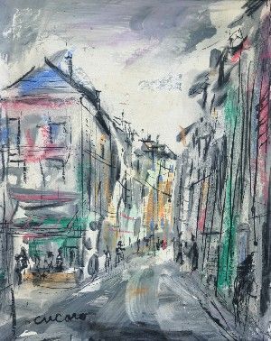 Pascal Cucaro, (American, b. 1915), Street Scene: Pascal Cucaro (American, b. 1915) Street Scene oil on board 10 x 8 inches.