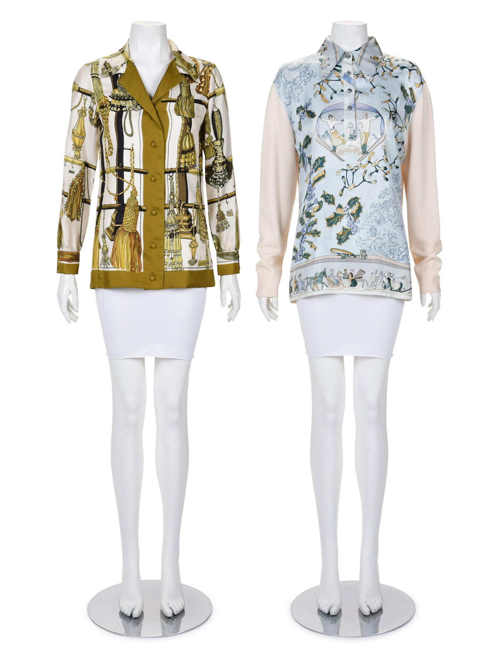 Two Hermes Printed Silk Shirts, 1970-90s (1 of 7)