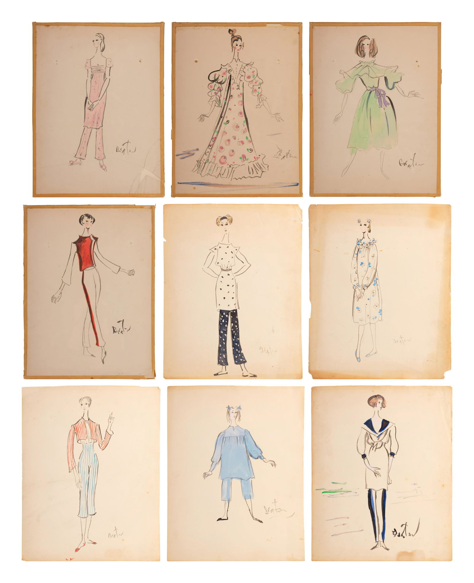 Nine Cecil Beaton Illustrations, 1950s-60s (1 of 20)
