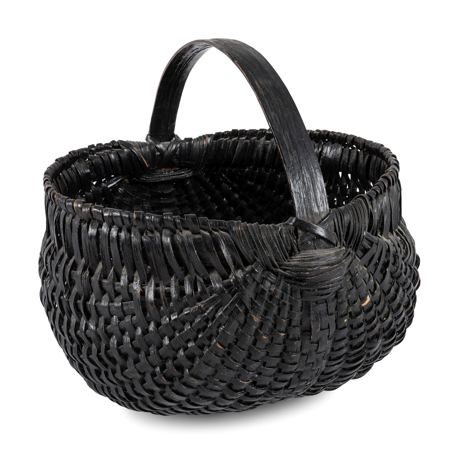 A Woven Buttocks Basket in Black Paint (1 of 4)