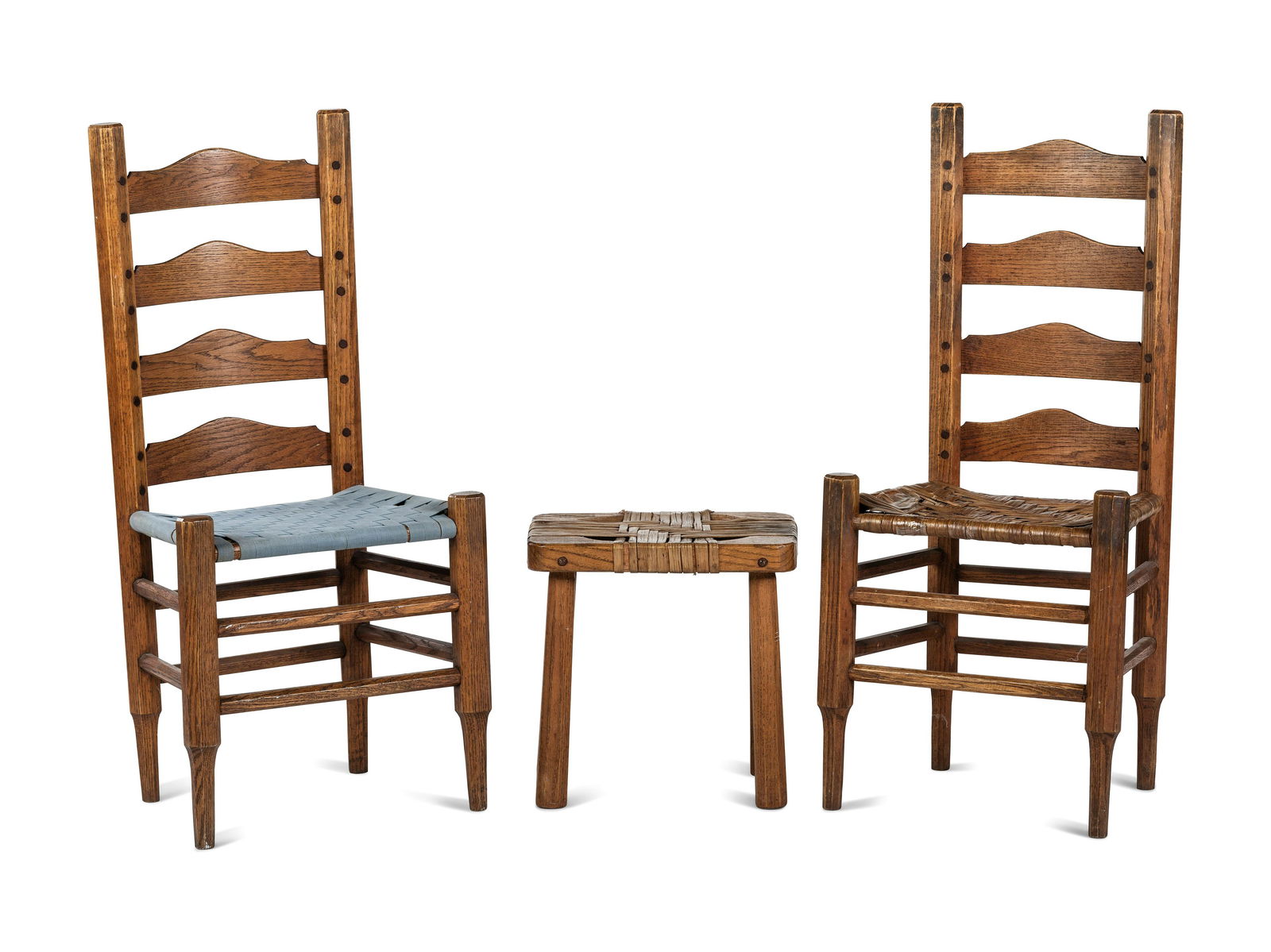 Chester Cornett (Kentucky, 1912-1981), Two Oak Chairs and Footstool (1 of 3)