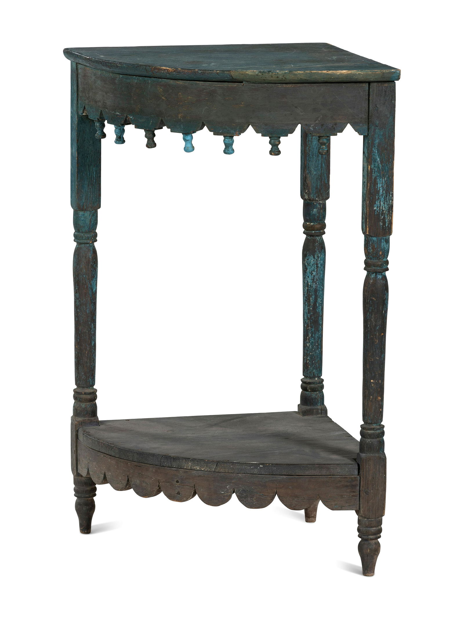 An Early Victorian Blue Painted Pine and Maple Corner (1 of 2)