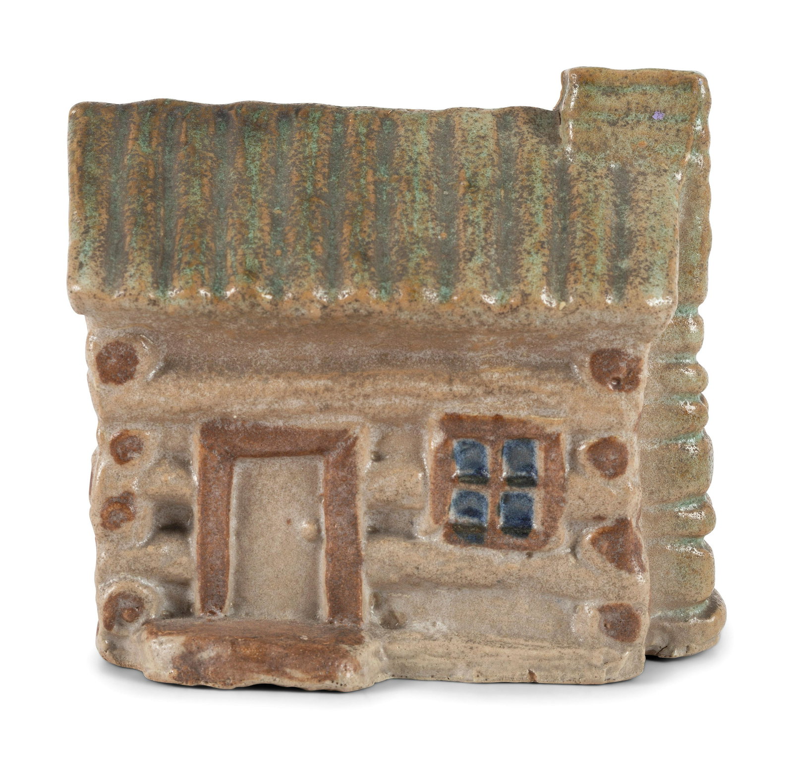 A Scarce Small-Size Dalton, Ohio Stoneware Log Cabin Bank (1 of 4)
