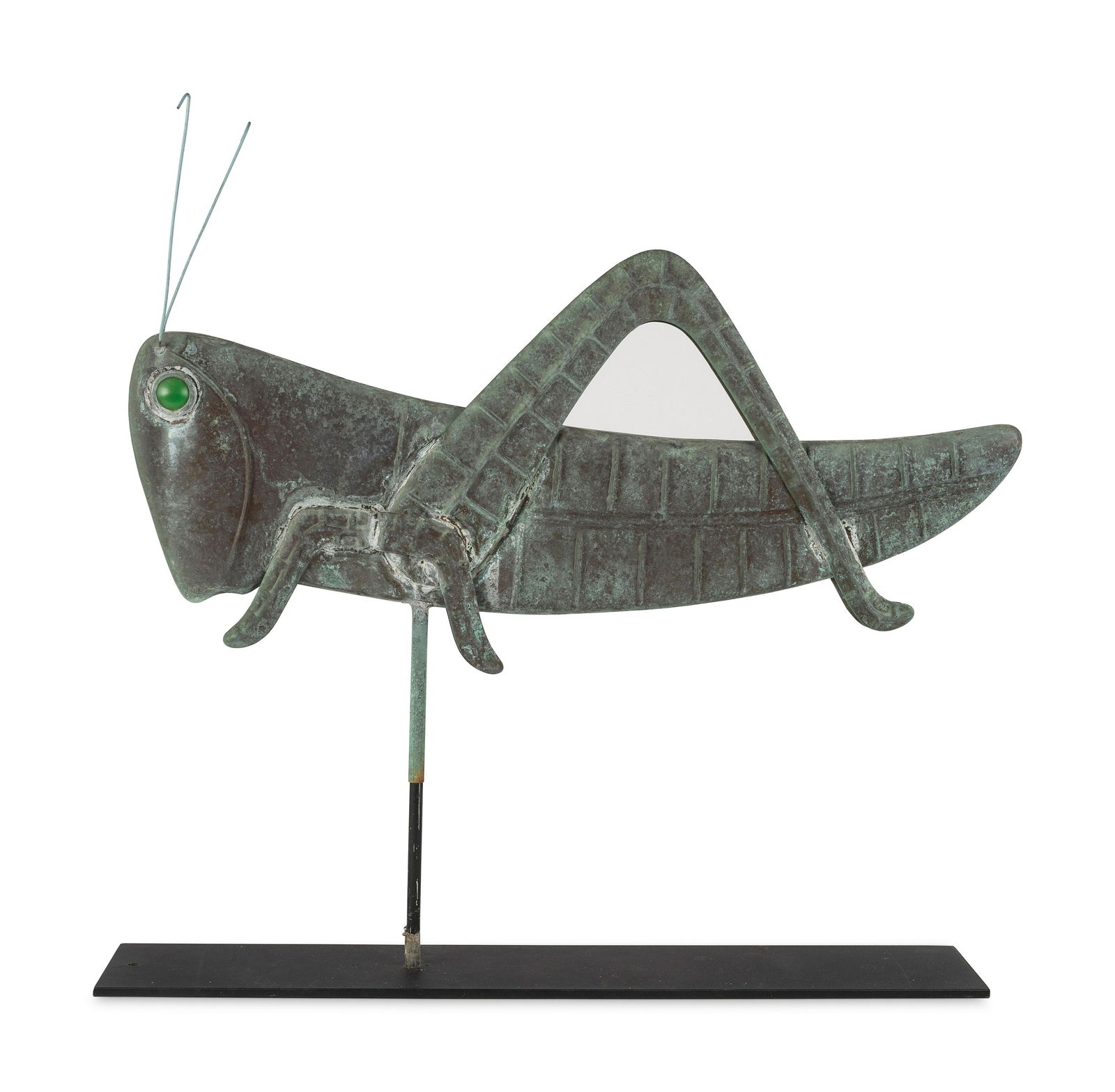 A Molded Copper and Zinc, Glass-Inset Grasshopper (1 of 2)