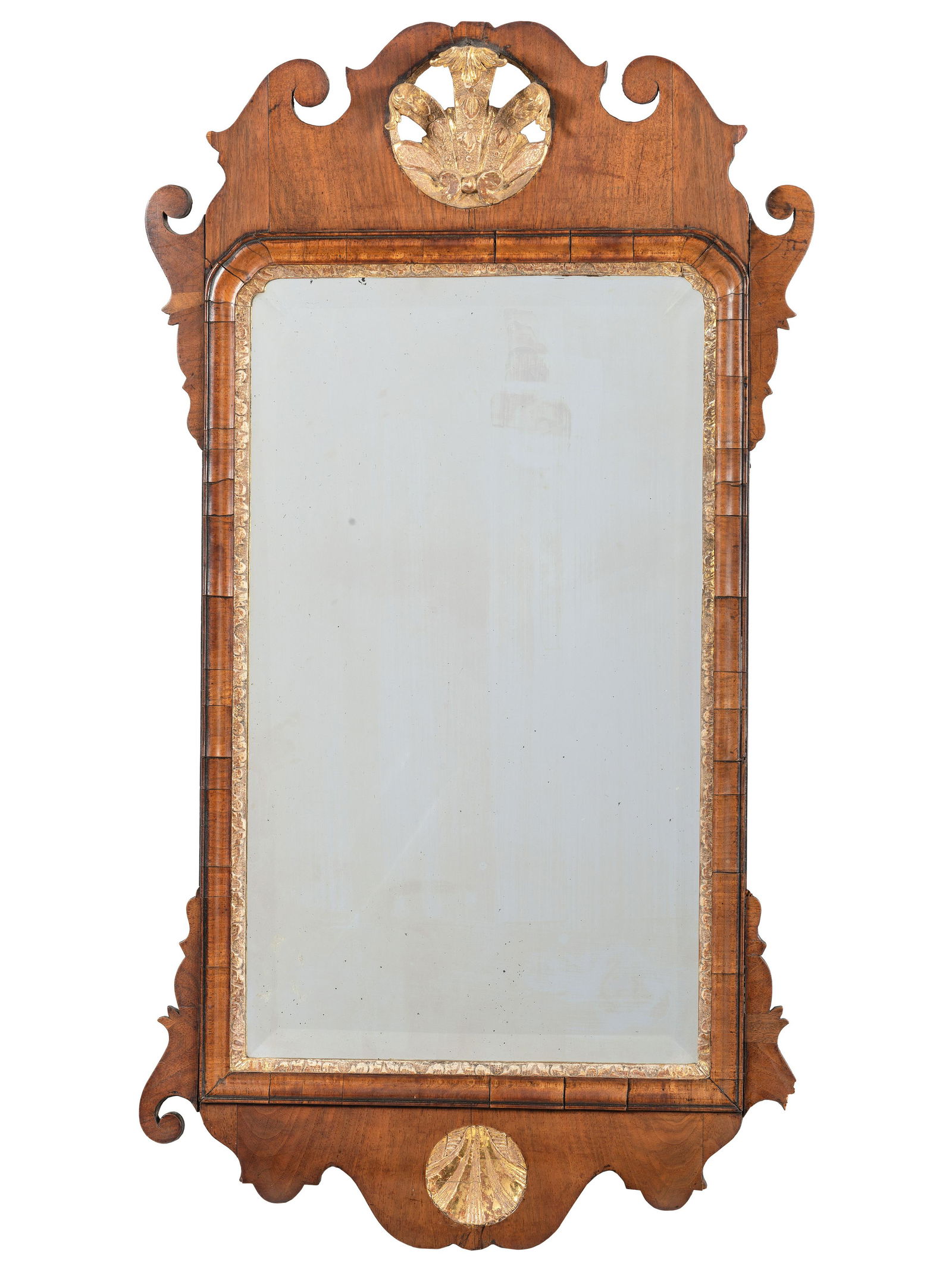 A Chippendale Style Parcel Gilt Walnut Looking Glass (1 of 2)