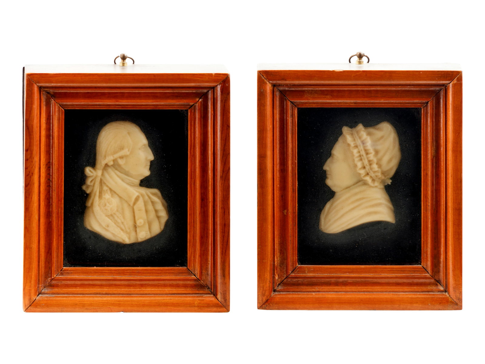 A Pair of Wax Portrait Busts of George and Martha (1 of 6)
