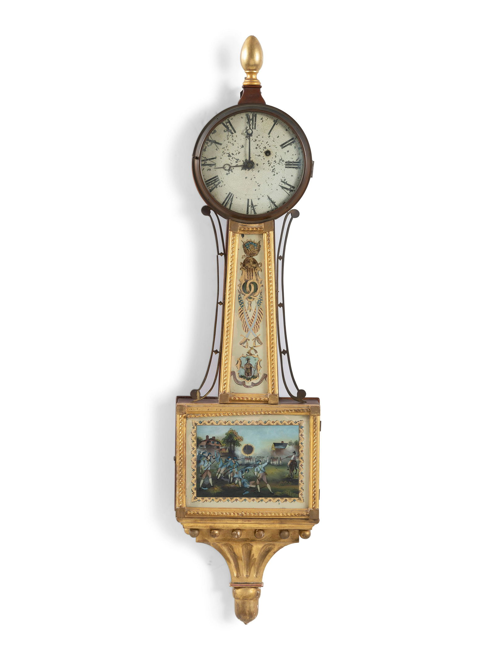 A Scarce Federal 'Battle of Lexington' Parcel Gilt Mahogany Banjo Clock (1 of 6)