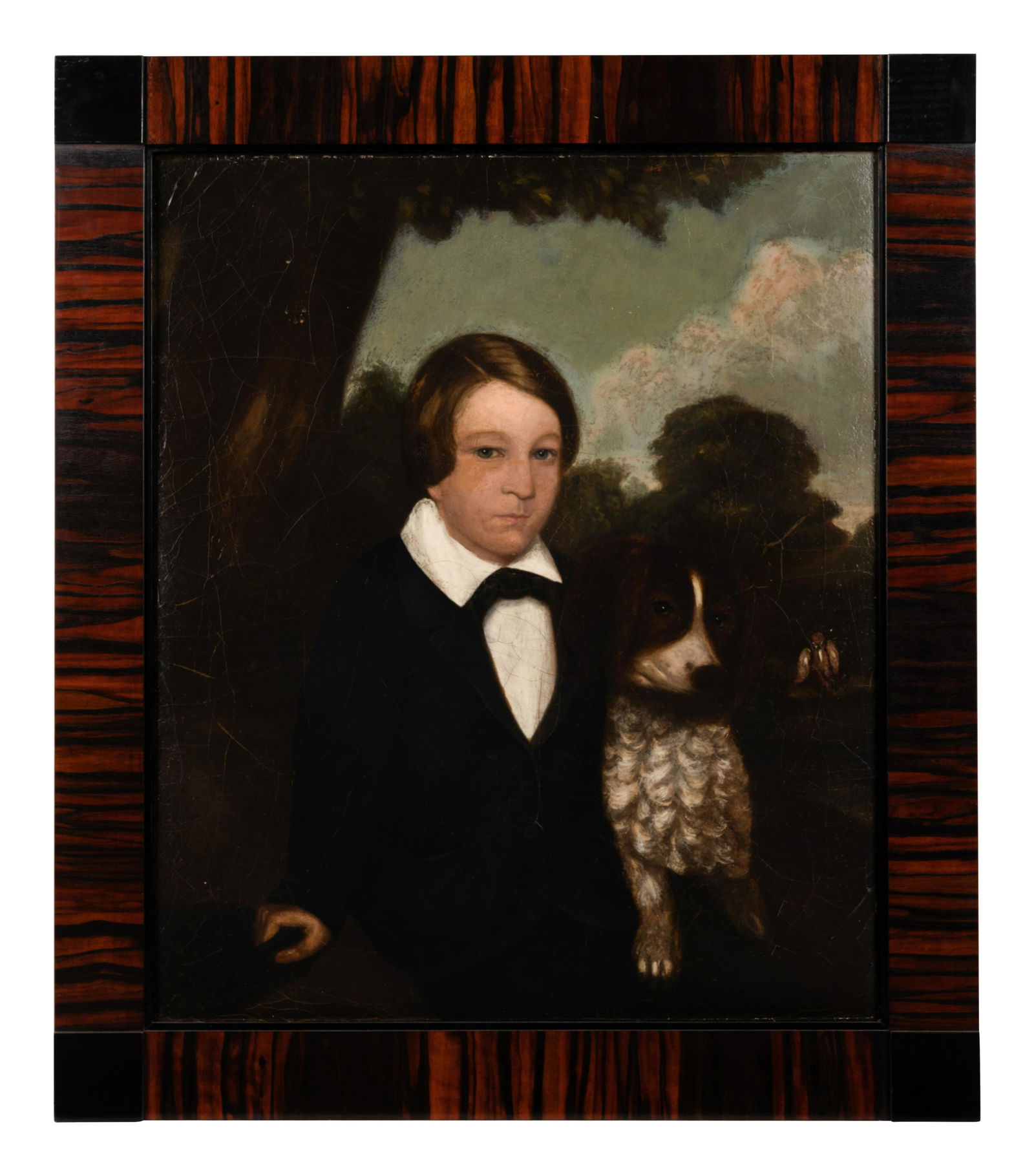 Joseph Goodhue Chandler (American, 1813-1884): Joseph Goodhue Chandler (American, 1813-1884) Boy with Spaniel oil on canvas 29 1/2 x 24 inches. Property from the Estate of Bernita Buncher, Pittsburgh, Pennsylvania