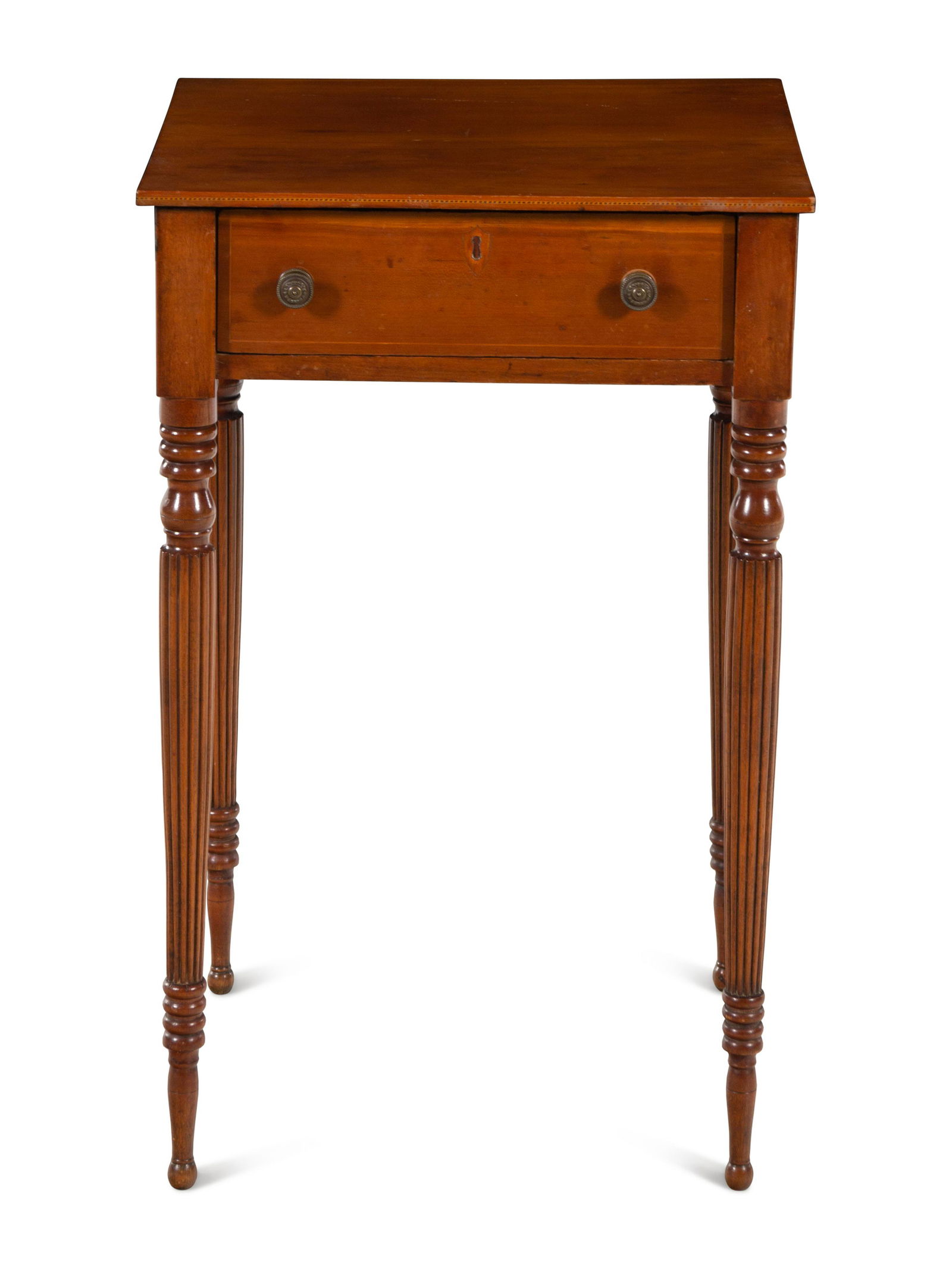 A Federal Turned and Inlaid Cherrywood Side Table (1 of 4)