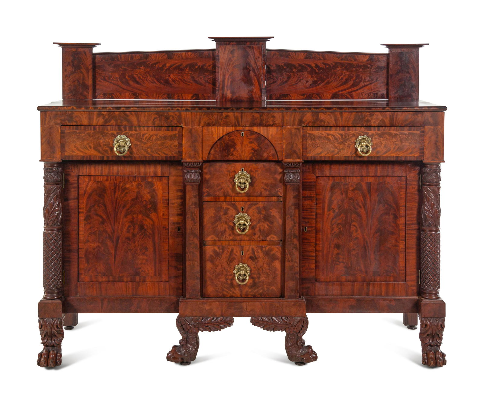 A Late Classical Carved and Highly Figured Mahogany (1 of 8)