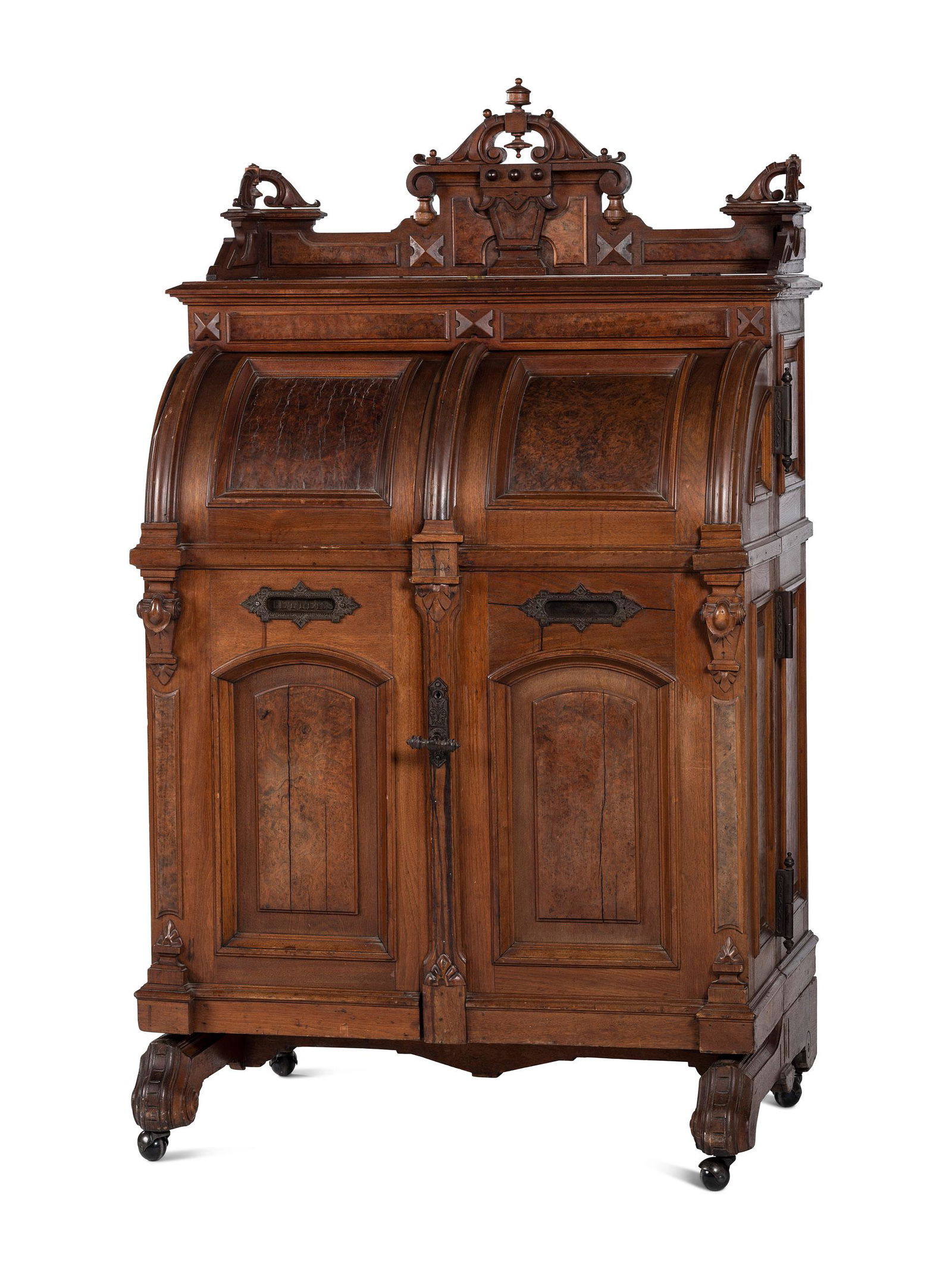 A Renaissance Revival Carved and Burl Walnut Wooton (1 of 8)