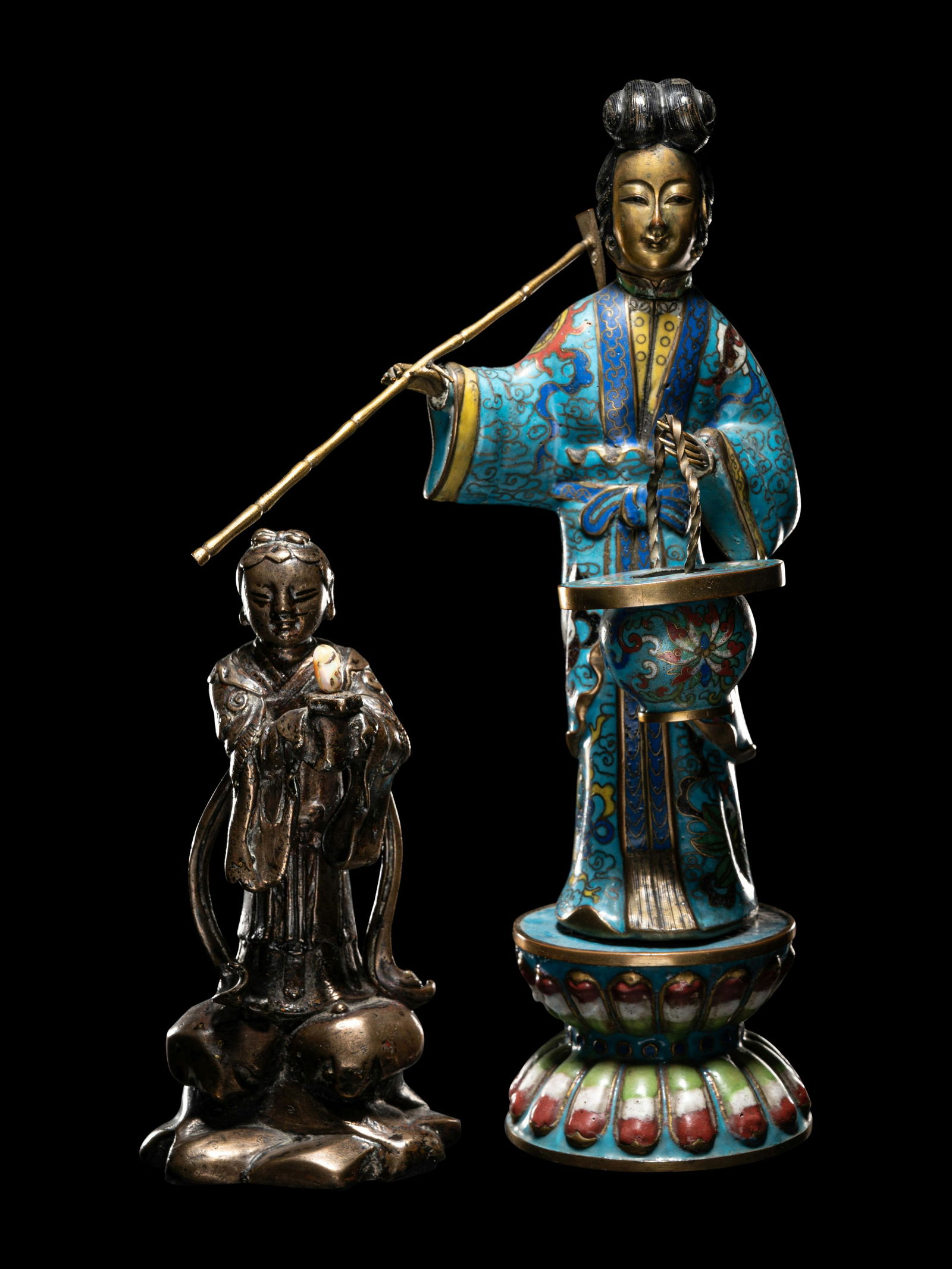 Two Chinese Figures of Female Immortals Height: 11 in., 28 cm. (1 of 5)