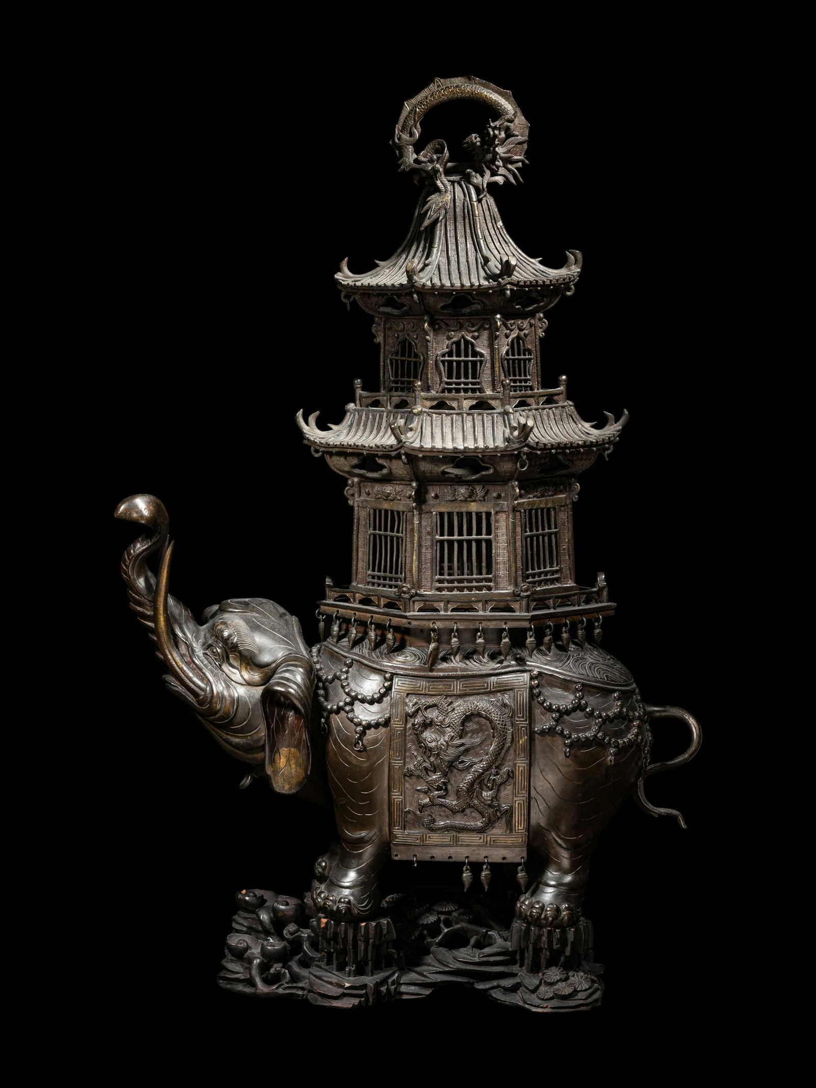 A Japanese Bronze Elephant-Form Incense Burner Overall height 28 in., 71 cm. (1 of 5)
