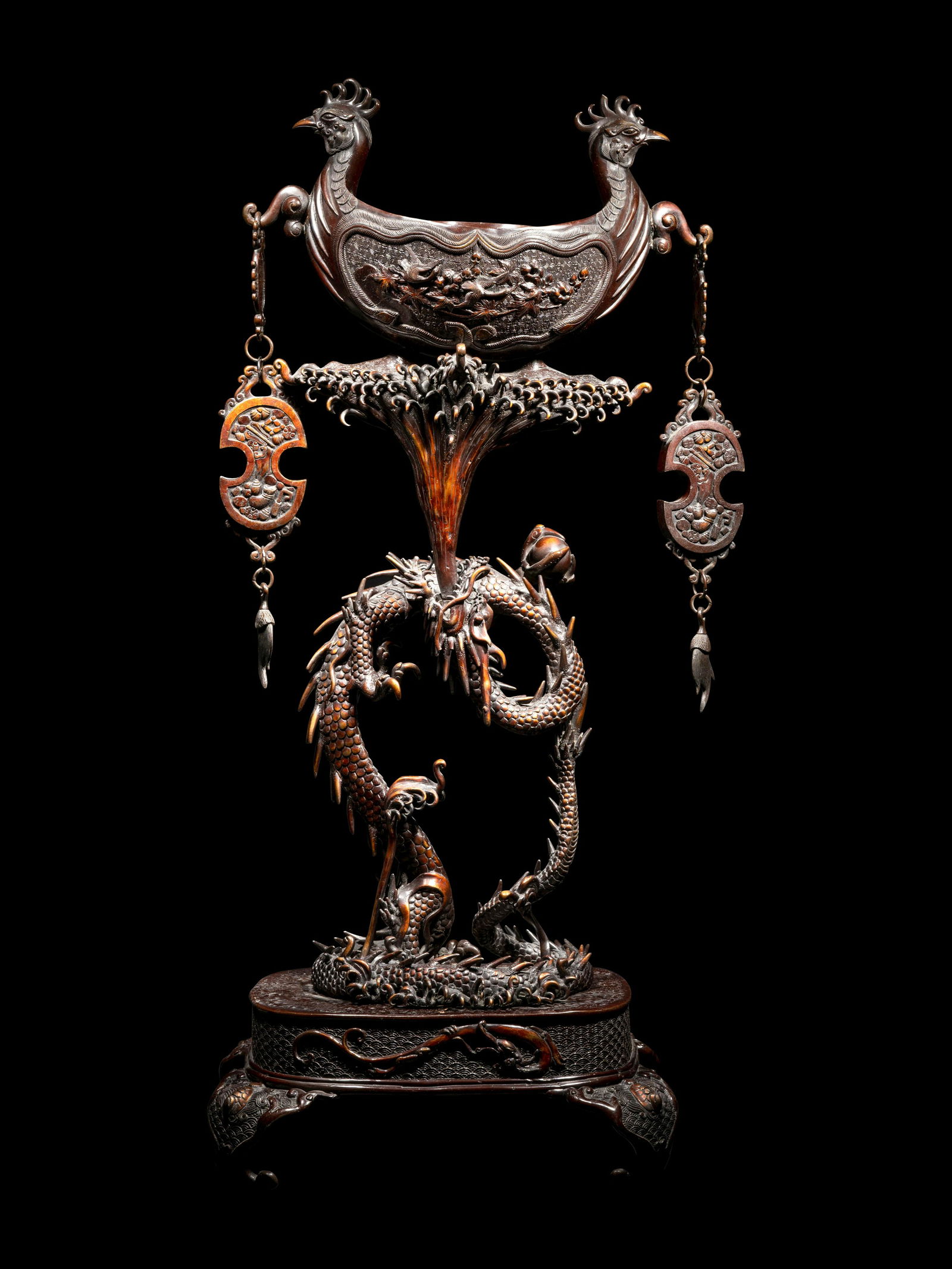 A Large Japanese Bronze Incense Burner Height 38 in., 96.5 cm. (1 of 7)