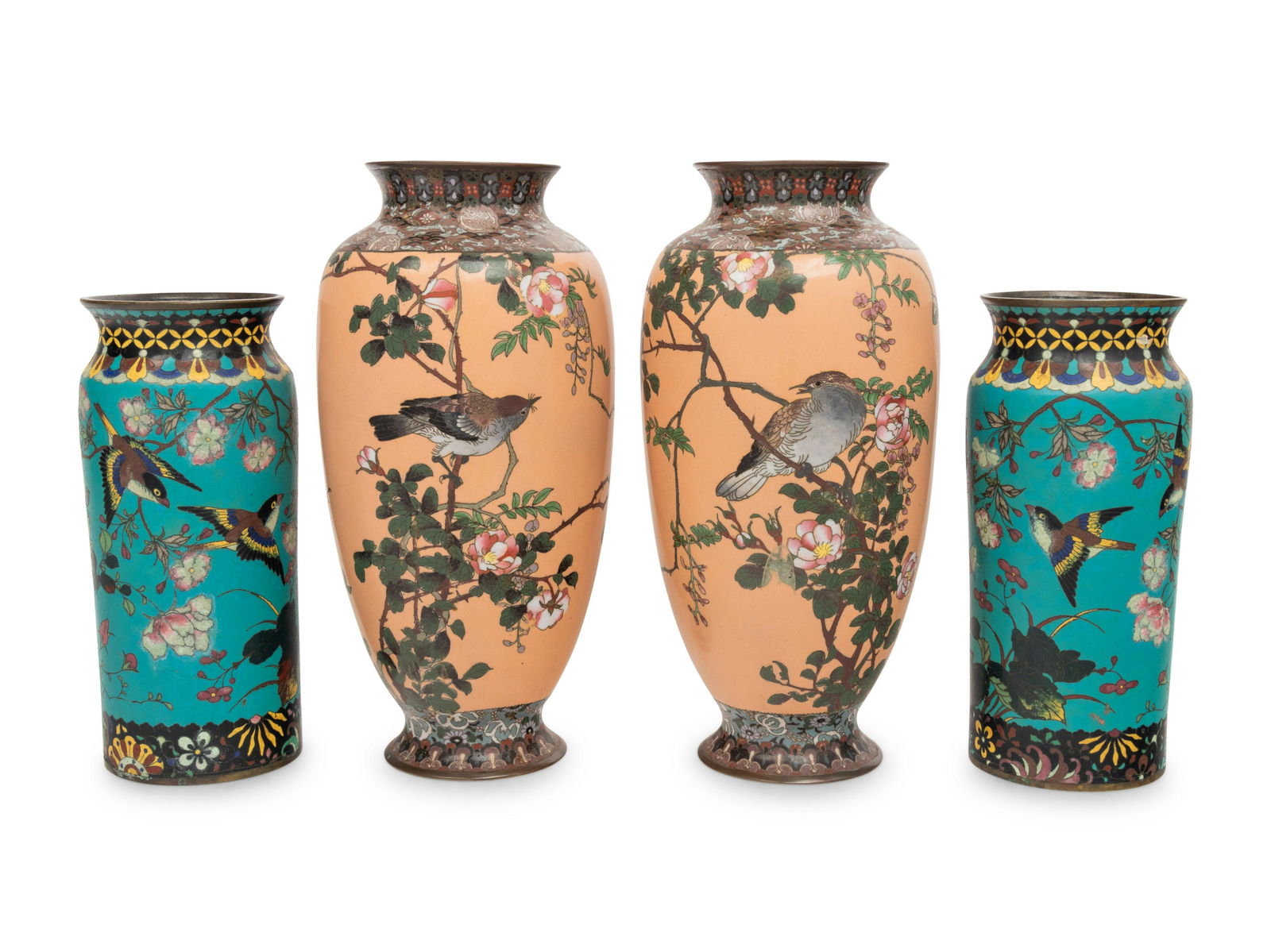 Two Pairs of Japanese Cloisonné Vases Height of larger pair 12 in., 30.5 cm. (1 of 3)