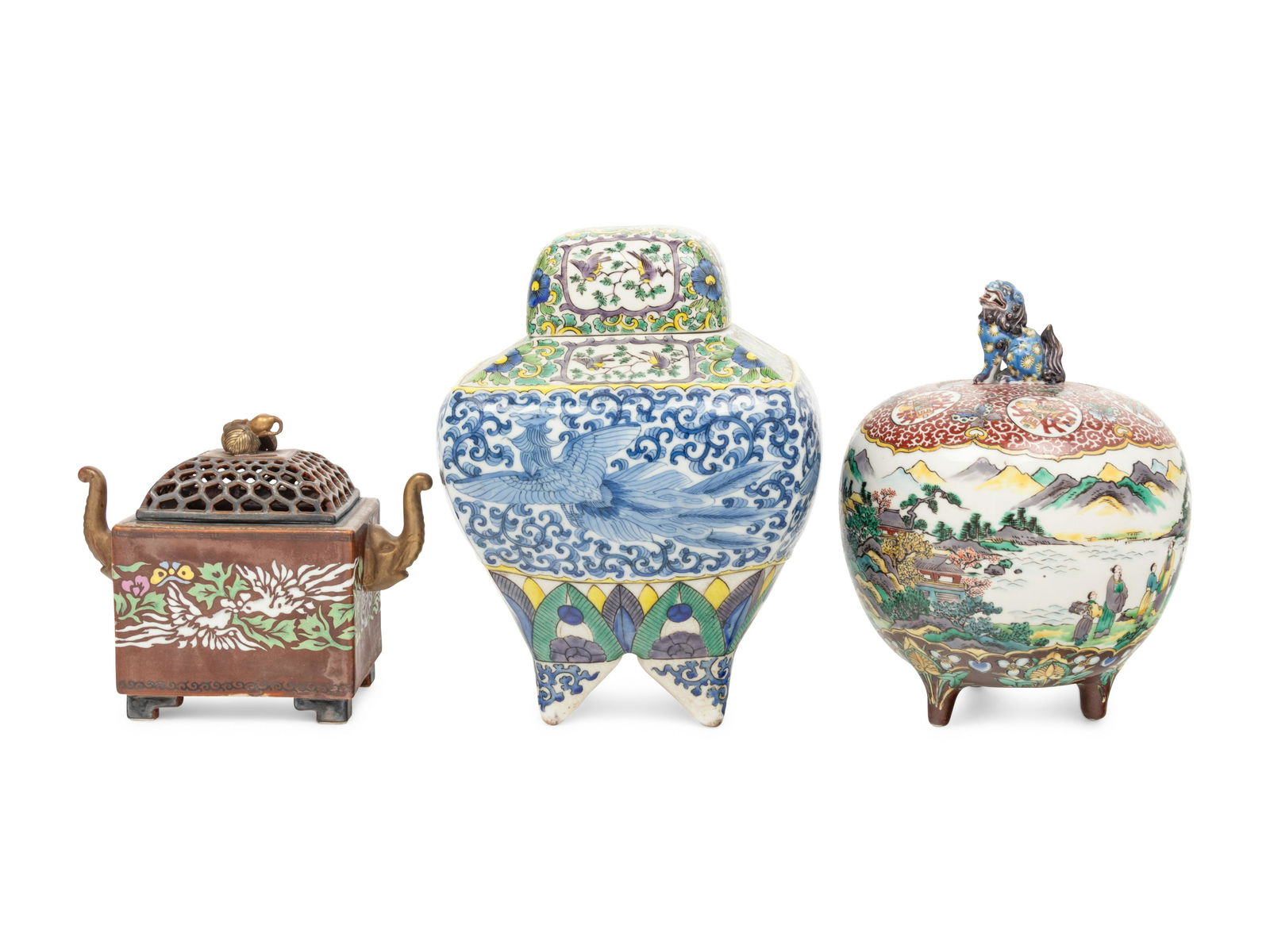 Three Japanese Porcelain Covered Vessels Height of largest 10 in., 25.4 cm. (1 of 3)