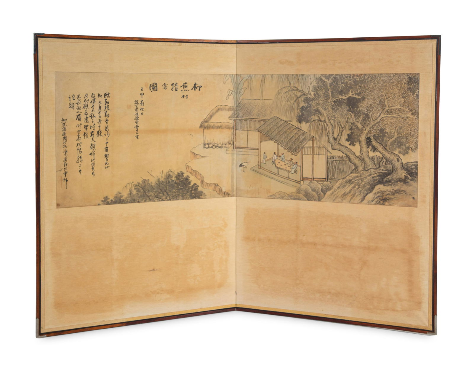 A Japanese Two-Panel Screen Height of each panel 52 1/4 x width 37 3/4 in., 132.7 x 95.9 cm. (1 of 2)